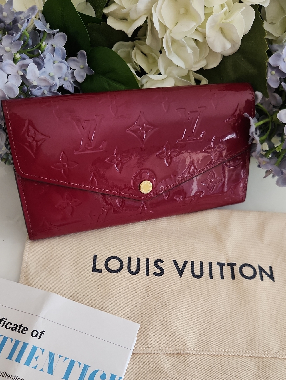 Louis Vuitton Sarah Wallet Monogram Vernis Patent Leather + Dust Bag+COA